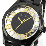 Buy Shop Marc Jacobs Henry Transparent Black Dial Black Steel Strap Watch for Women - MBM3255 USA Online