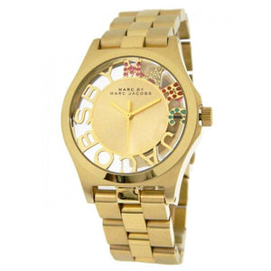 Buy Shop Marc Jacobs Henry Skeleton Gold Dial Gold Steel Strap Watch for Women - MBM3263 USA Online