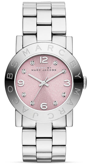 Buy Shop Marc Jacobs Amy Life Pink Dial Silver Steel Strap Watch for Women - MBM3300 USA Online