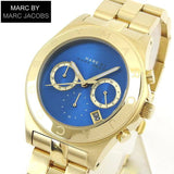 Buy Shop Marc Jacobs Blade Chronograph Blue Dial Gold Steel Strap Watch for Women - MBM3307 USA Online