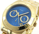 Marc Jacobs Blade Chronograph Blue Dial Gold Steel Strap Watch for Women - MBM3307