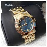 Buy Shop Marc Jacobs Amy Blue Dial Gold Steel Strap Watch for Women - MBM3166 USA Online