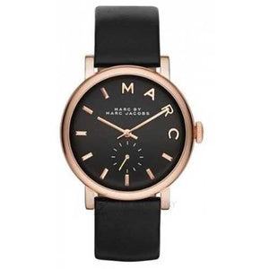 Buy Shop Marc Jacobs Baker Black Dial Black Leather Strap Watch for Women - MBM8633 USA Online