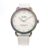 Coach Delancey Crystals White Dial White Leather Strap Watch For Women - 14502888