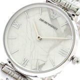 Buy Shop Emporio Armani Gianni T Bar White Marble Dial Silver Steel Strap Watch For Women - AR11170 USA Online