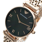 Buy Shop Emporio Armani Gianni T-Bar Black Dial Rose Gold Strap Watch For Women - AR11145 USA Online