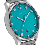 Buy Shop Gucci G-Timeless Turquoise Mother of Pearl Dial Silver Mesh Bracelet Watch For Women - YA126582 USA Online