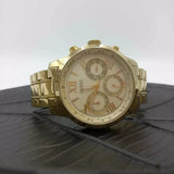 Guess Sunrise Chronograph Gold Dial Gold Steel Strap Watch For Women - W0330L1