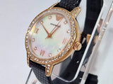Buy Shop Emporio Armani Cleo Three-Hand Mother of Pearl Dial Black Leather Strap Watch For Women - AR11485 USA Online