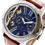 Buy Shop Fossil Grant Twist Multifunction Blue Dial Brown Leather Strap Watch for Men - ME1161 USA Online
