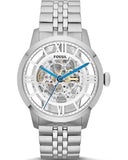 Buy Shop Fossil Townsman Automatic Skeleton Silver Dial Silver Steel Strap Watch for Men - ME3044 USA Online