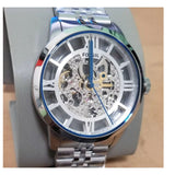 Buy Shop Fossil Townsman Automatic Skeleton Silver Dial Silver Steel Strap Watch for Men - ME3044 USA Online