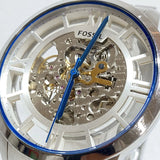Buy Shop Fossil Townsman Automatic Skeleton Silver Dial Silver Steel Strap Watch for Men - ME3044 USA Online