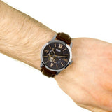 Buy Shop Fossil Townsman Automatic Black Dial Brown Leather Strap Watch for Men - ME3061 USA Online