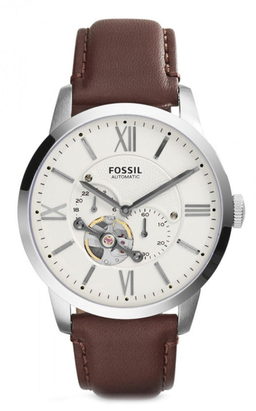 Buy Shop Fossil Townsman Automatic White Dial Brown Leather Strap Watch for Men - ME3064 USA Online