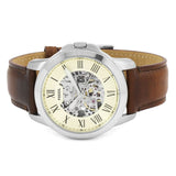 Buy Shop Fossil Grant Automatic Beige Skeleton Dial Brown Leather Strap Watch for Men - ME3099 USA Online