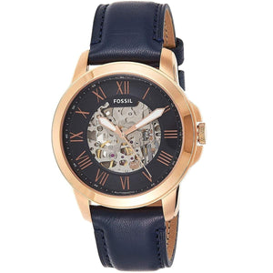 Buy Shop Fossil Grant Automatic Skeleton Blue Dial Blue Leather Strap Watch for Men - ME3102 USA Online