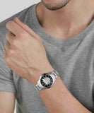 Buy Shop Fossil Grant Automatic Skeleton Black Dial Silver Steel Strap Watch for Men - ME3103 USA Online