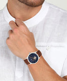 Buy Shop Fossil Townsman Automatic Blue Dial Brown Leather Strap Watch for Men - ME3110 USA Online
