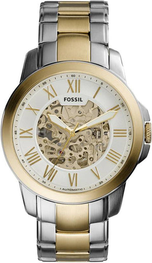 Buy Shop Fossil Grant Automatic Skeleton White Dial Two Tone Steel Strap Watch for Men - ME3112 USA Online