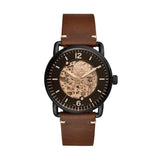Buy Shop Fossil Commuter Automatic Black Dial Brown Leather Strap Watch for Men - ME3158 USA Online