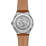 Buy Shop Fossil Forrester Luggage Automatic Skeleton Blue Dial Brown Leather Strap Watch for Men - ME3179 USA Online