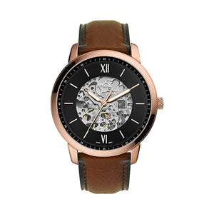 Buy Shop Fossil Neutra Automatic Skeleton Black Dial Brown Leather Strap Watch for Men - ME3195 USA Online