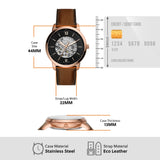 Buy Shop Fossil Neutra Automatic Skeleton Black Dial Brown Leather Strap Watch for Men - ME3195 USA Online