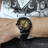 Buy Shop Fossil Townsman Automatic Skeleton Black Dial Black Steel Strap Watch for Men - ME3197 USA Online