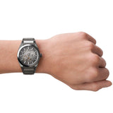 Buy Shop Fossil Everett Automatic Skeleton Grey Dial Grey Steel Strap Watch for Men - ME3206 USA Online