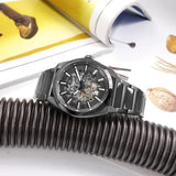 Buy Shop Fossil Everett Automatic Skeleton Grey Dial Grey Steel Strap Watch for Men - ME3206 USA Online
