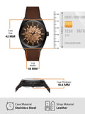 Buy Shop Fossil Everett Automatic Analog Black Dial Brown Leather Strap Watch for Men - ME3207 USA Online