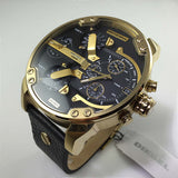 Buy Shop Diesel Mr Daddy Chronograph Black Dial Black Leather Strap Watch For Men - DZ7371 USA Online