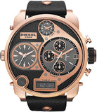 Buy Shop Diesel Big Daddy Gold & Black Dial Black Leather Strap Watch For Men - DZ7261 USA Online