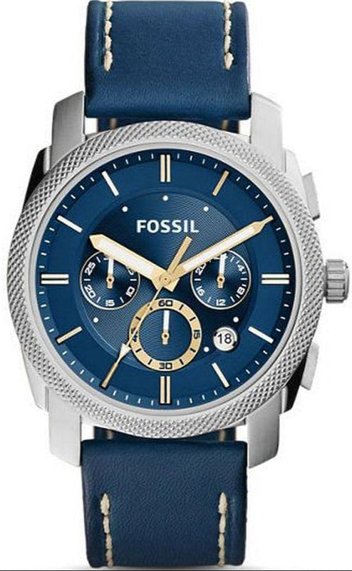 Buy Shop Fossil Machine Chronograph Blue Dial Blue Leather Strap Watch for Men - FS5262 USA Online