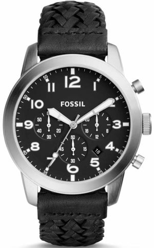 Buy Shop Fossil Pilot 54 Chronograph Black Dial Black Leather Strap Watch for Men - FS5181 USA Online