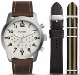 Buy Shop Fossil Pilot Chronograph White Dial Brown Leather Strap Watch for Men - FS5146 USA Online