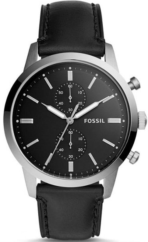 Buy Shop Fossil Townsman Multifunction Black Dial Black Leather Strap Watch for Men - FS5396 USA Online