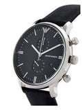 Buy Shop Emporio Armani Gianni Chronograph Black Dial Black Leather Strap Watch For Men - AR0397 USA Online