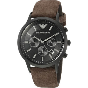 Buy Shop Emporio Armani Chronograph Black Dial Brown Leather Strap Watch For Men - AR11078 USA Online