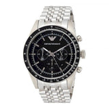 Emporio Armani Tazio Chronograph Black Dial Silver Steel Strap Watch For Men - AR5988