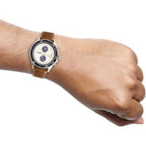 Fossil Wakefield Chronograph Cream Dial Brown Leather Strap Watch for Men - CH2951