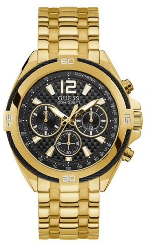Buy Shop Guess Surge Chronograph Black Dial Gold Steel Strap Watch for Men - W1258G2 USA Online