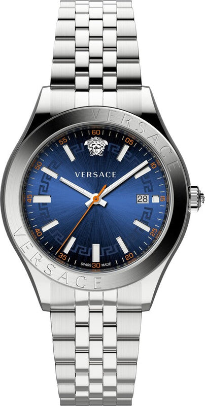 Buy Shop Versace Hellenyium Quartz Blue Dial Silver Steel Strap Watch for Men - VEVK00921 USA Online