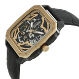 Buy Shop Fossil Inscription Automatic Skeleton Rose Gold Dial Black Leather Strap Watch for Men - BQ2572 USA Online