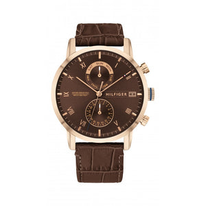 Buy Shop Tommy Hilfiger Kane Brown Dial Brown Leather Strap Watch for Men - 1710400 USA Online