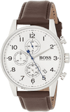 Hugo Boss Navigator White Dial Brown Leather Strap Watch for Men - 1513495