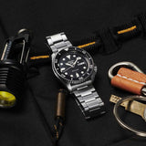 Buy Shop Seiko 5 Sports Automatic Day Date Black Dial Silver Steel Strap Watch for Men - SRPD55K1 USA Online