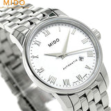 Mido Baroncelli III Automatic White Dial Silver Steel Strap Watch For Women - M7600.4.26.1