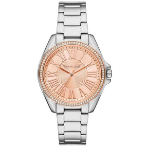 Buy Shop Michael Kors Kacie Three-Hand Gold Dial Silver Steel Strap Watch for Women - MK4854 USA Online